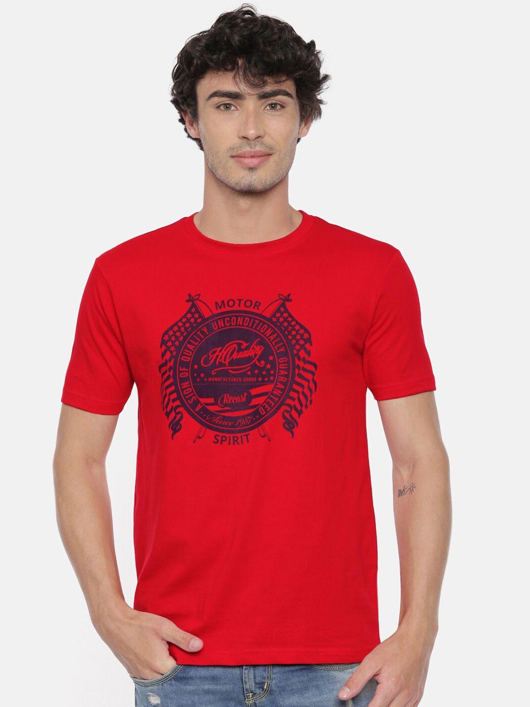 recast men red printed pure cotton bio finish t-shirt