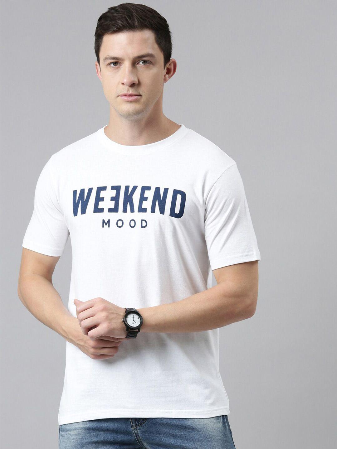 recast men white typography printed pure cotton bio finish t-shirt