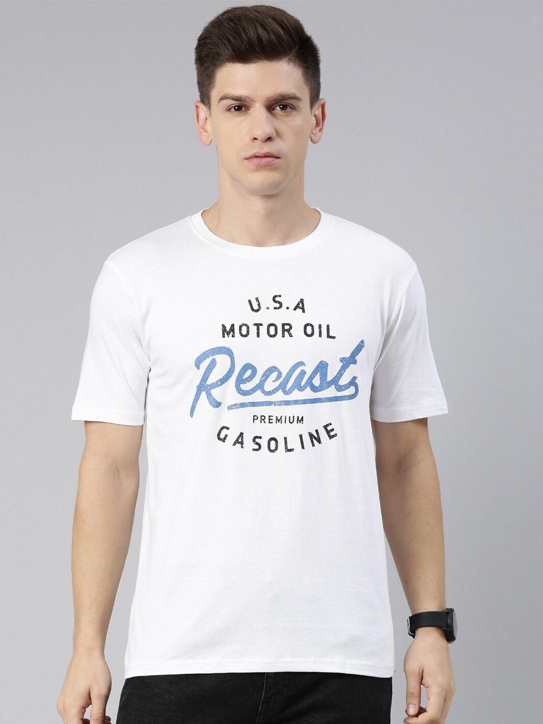 recast men white typography printed pure cotton t-shirt