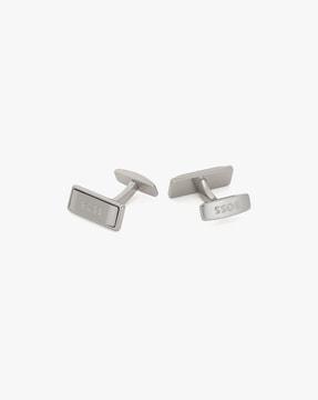 rectangular cufflinks with engraved logo