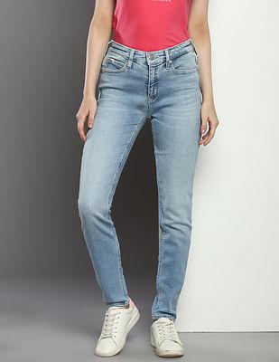recycled cotton whiskered jeans