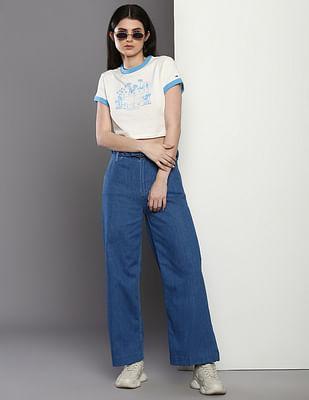 recycled cotton wide leg jeans