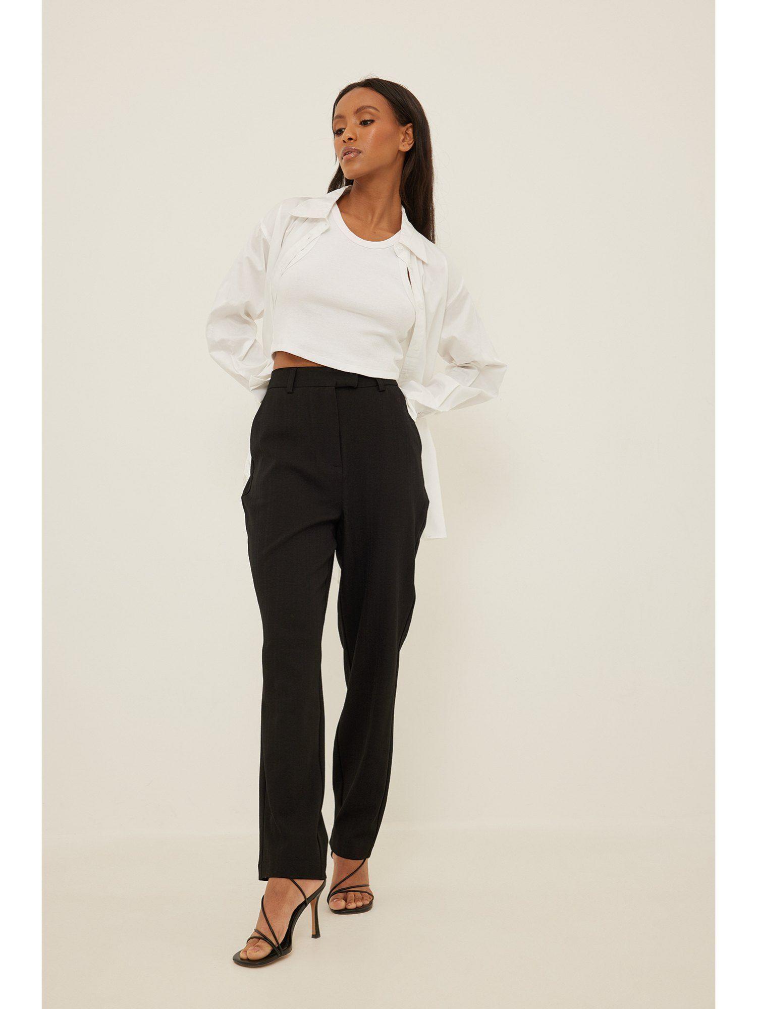 recycled ankle length suit pants-black