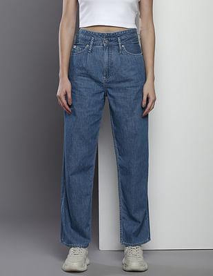 recycled cotton high rise jeans