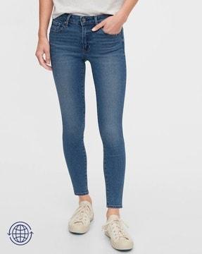 recycled fabric light wash skinny fit jeggings