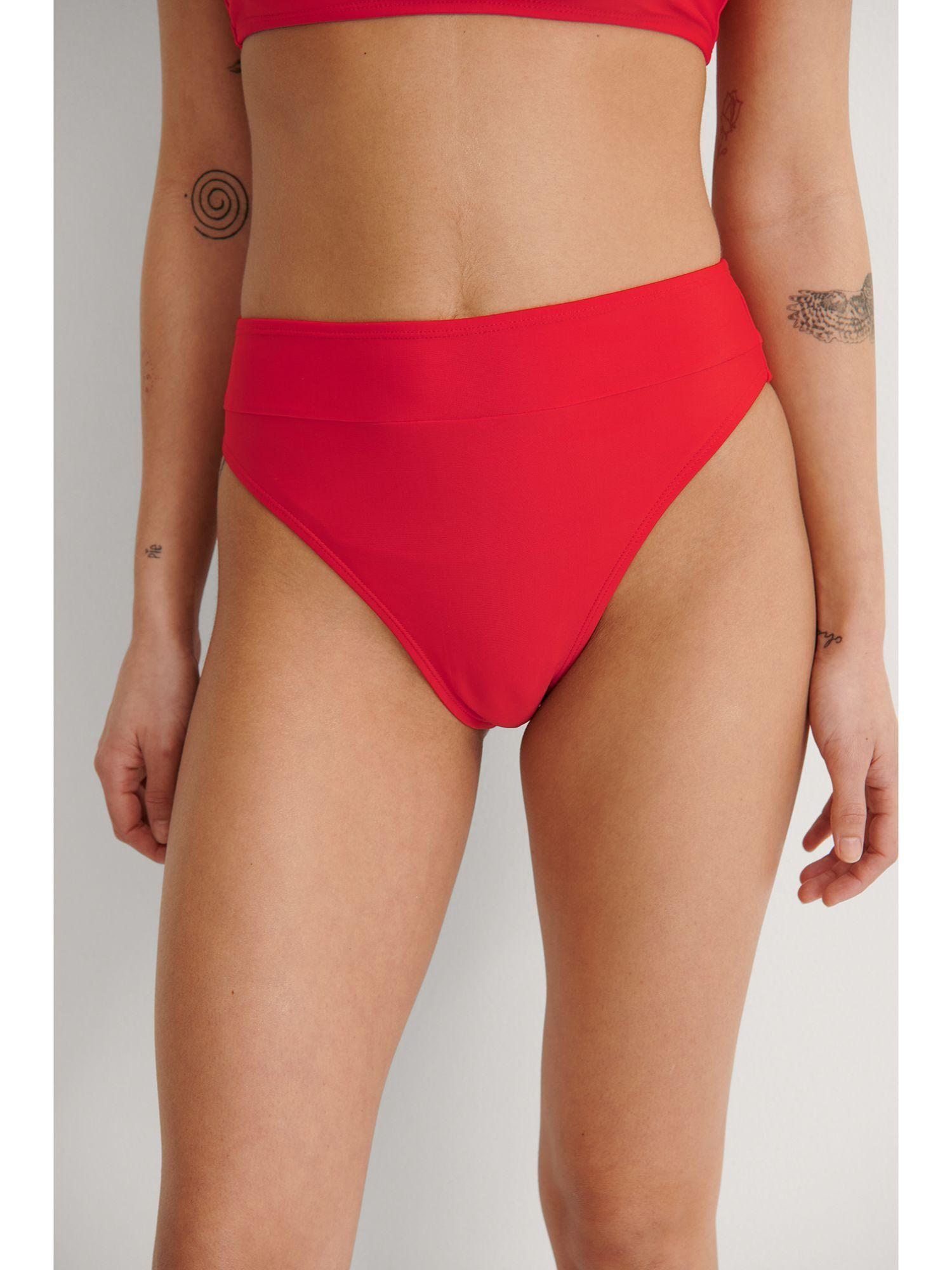 recycled high waist bikini panty-red