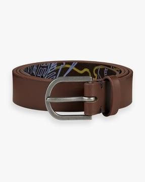 recycled leather belt with printed backside