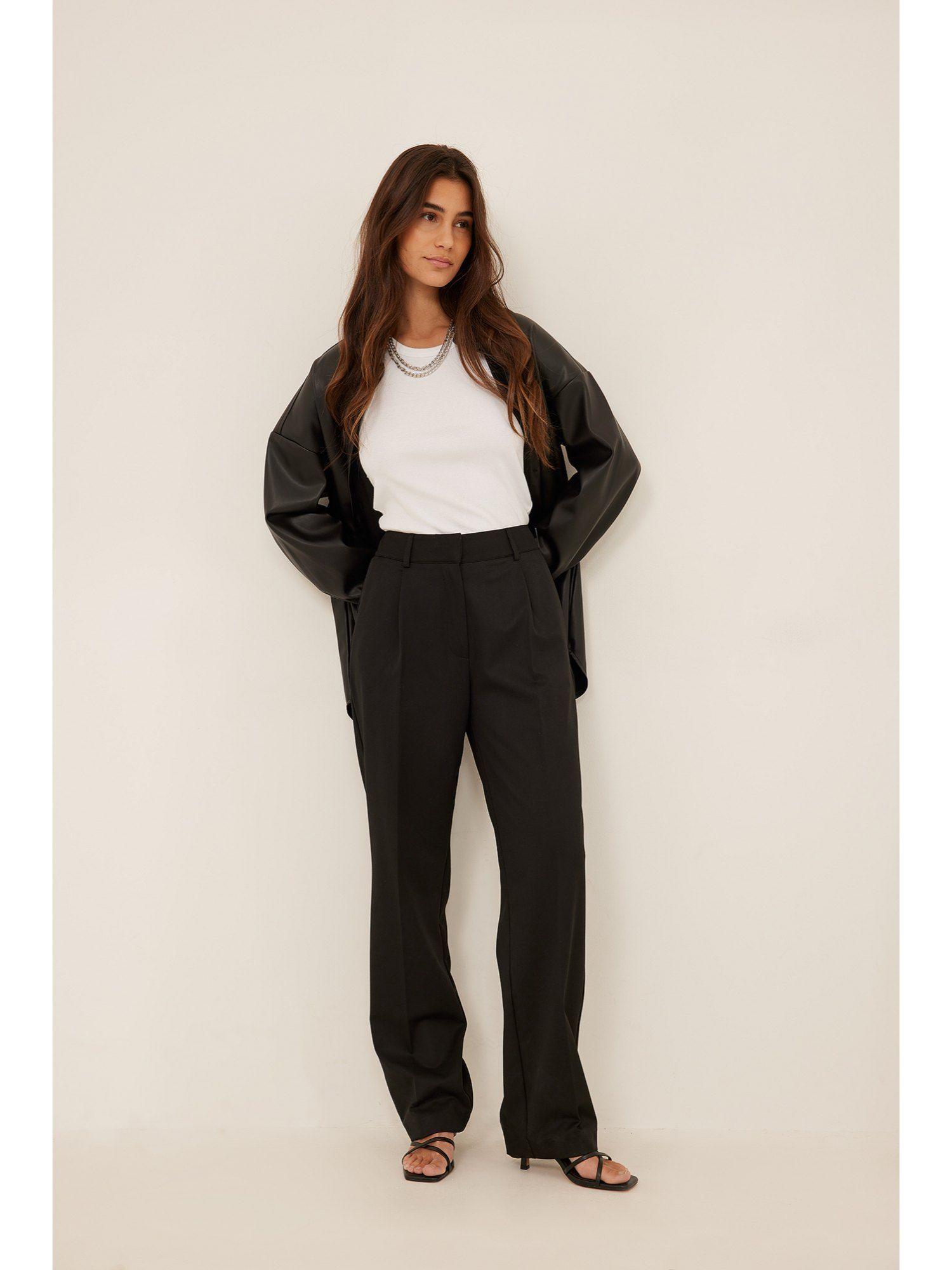 recycled mid rise suit pants-black