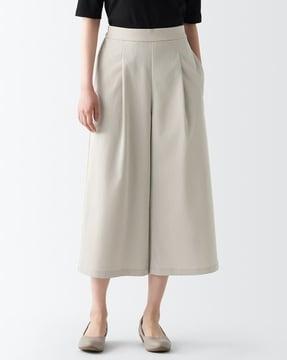 recycled polyester cropped wide pants