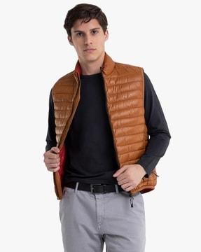 recycled polyester zip-front quilted gillet