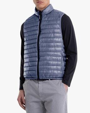 recycled polyester zip-front quilted gillet