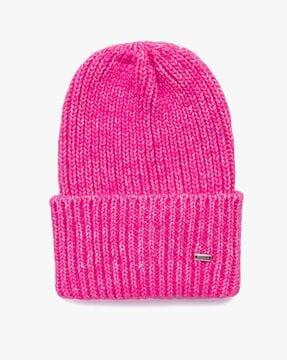 recycled ribbed beanie with turn-up