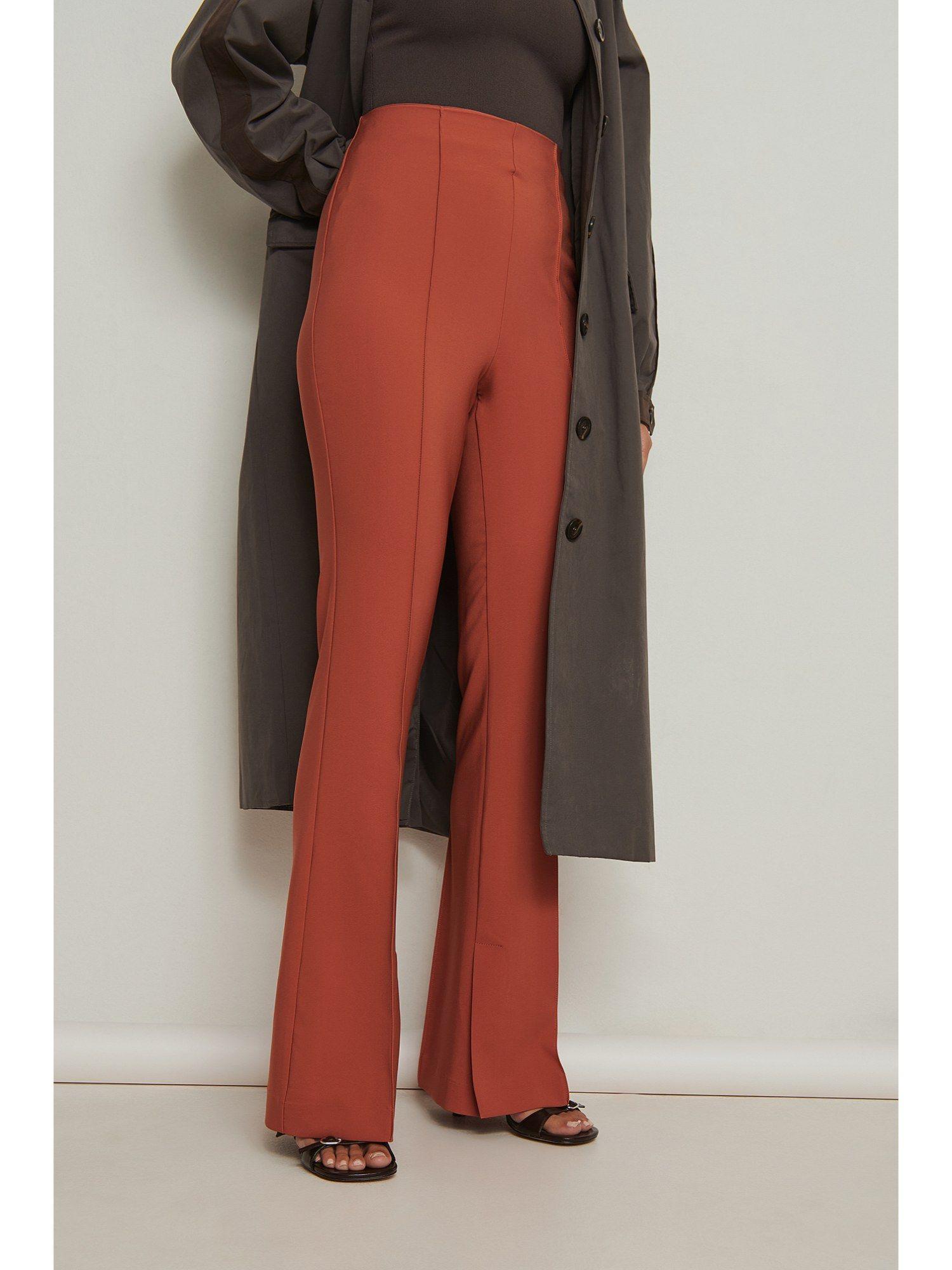 recycled slit detailed flared pants warm rust