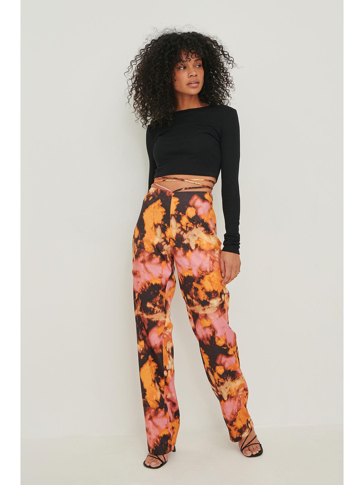 recycled tied waist pants-print