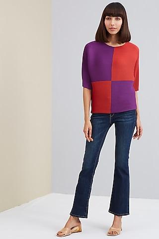 red & purple cube pleated top