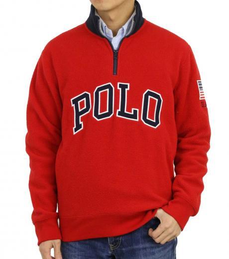 red 1/2 zip fleece sweater