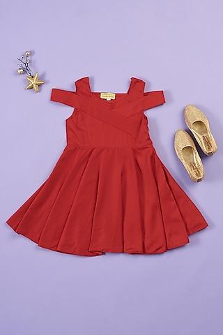 red butter cotton frock for girls