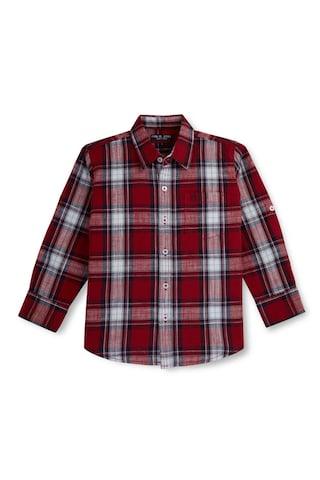 red check casual full sleeves regular collar boys regular fit shirt