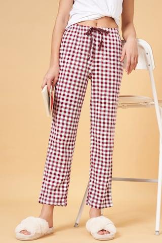 red check full length sleepwear women regular fit pyjamas