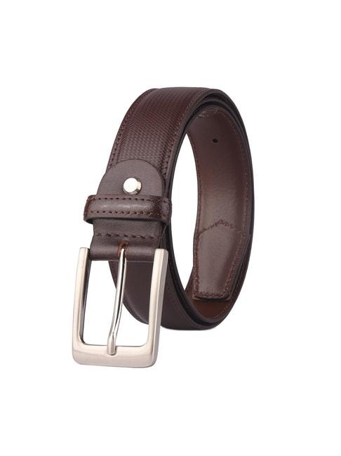 red chief brown textured leather formal belt for men