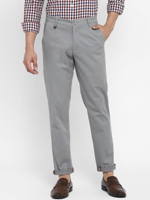 red chief grey relaxed fit flat front trousers