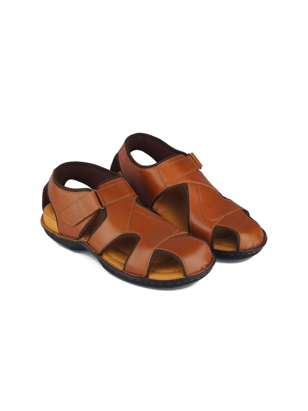 red chief men brown leather comfort sandals