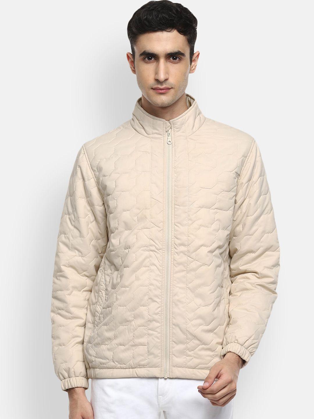 red chief men cream-coloured stand collar quilted jacket