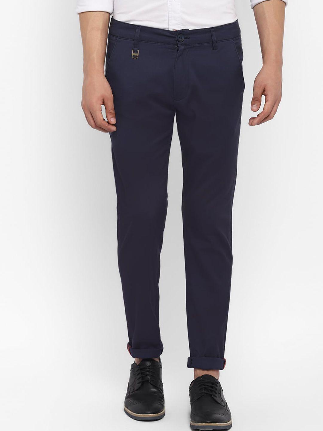 red chief men navy blue slim fit trousers