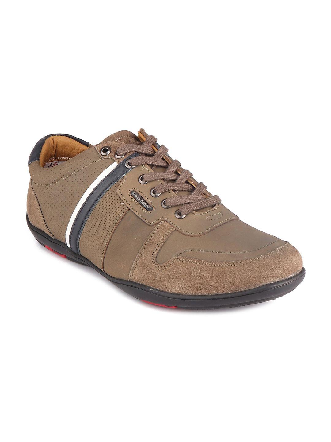red chief men olive green striped leather sneakers
