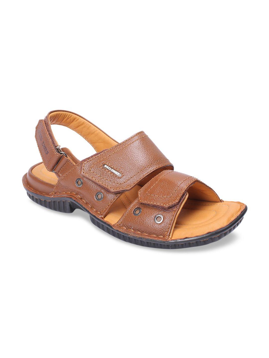 red chief men tan brown leather sandals