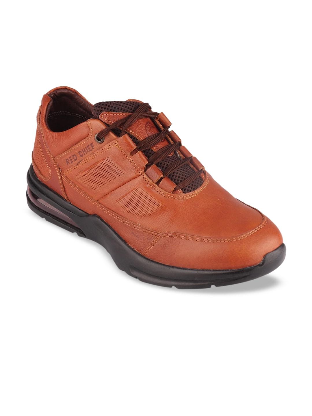 red chief men tan brown leather sneakers