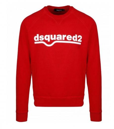 red classic raglan fit logo sweatshirt