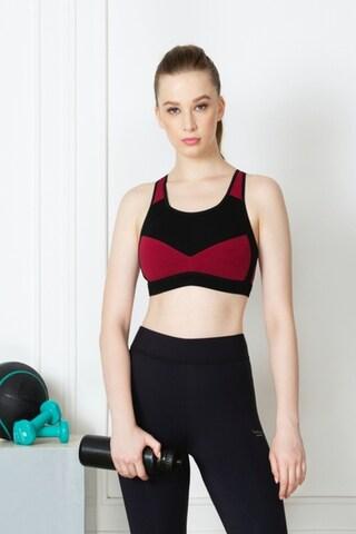red color block active wear women regular fit sports bra