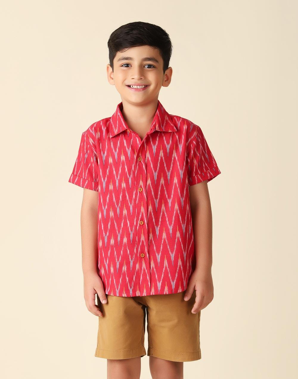 red cotton printed shirt