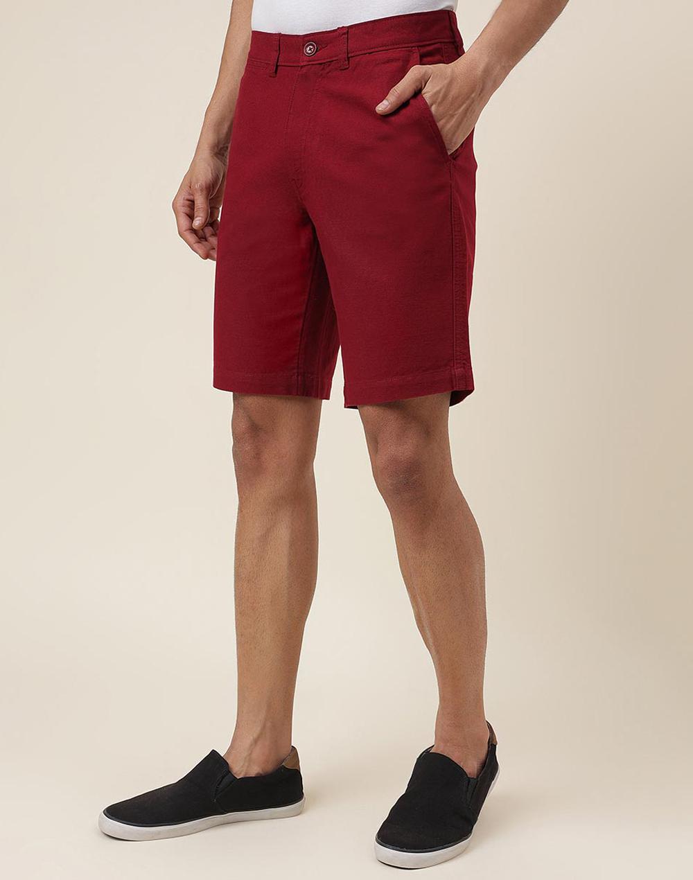 red cotton regular shorts