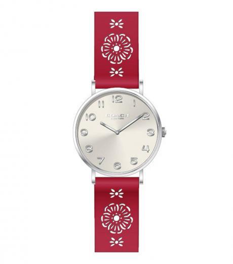 red cutout strap watch