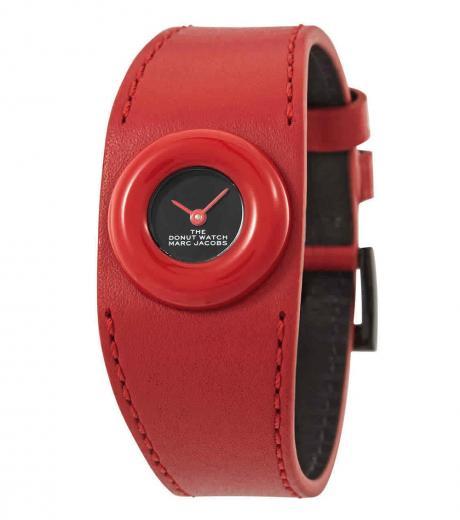 red donut quartz dial watch
