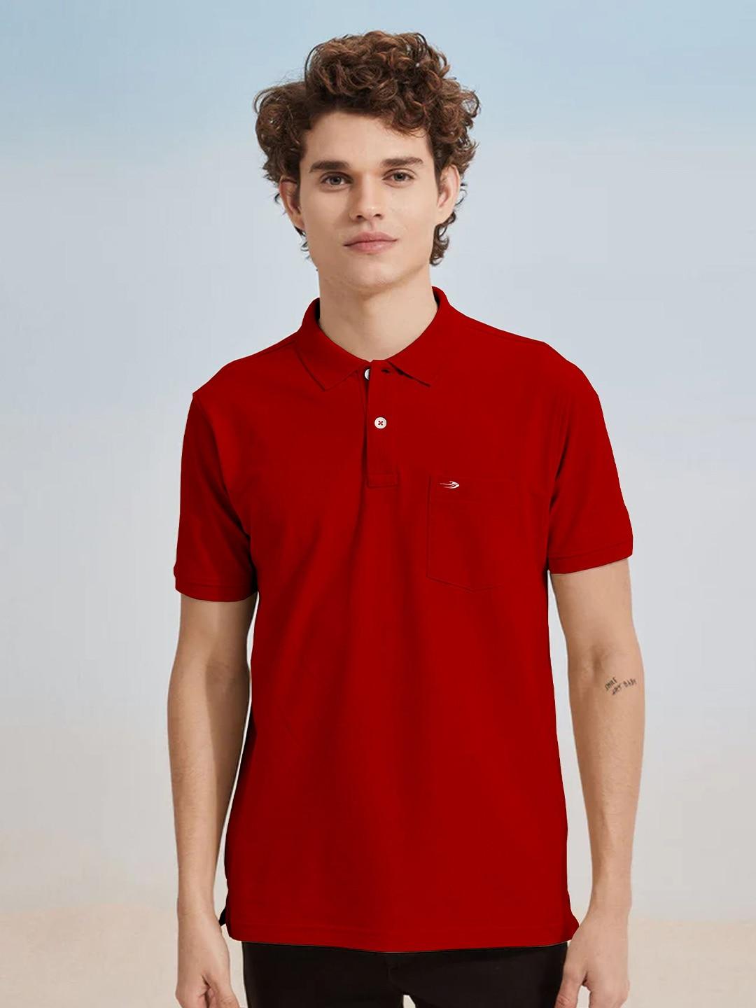 red flame men mandarin collar pockets t-shirt