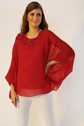 red hand embroidered kaftan top