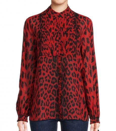 red leopard print silk blouse