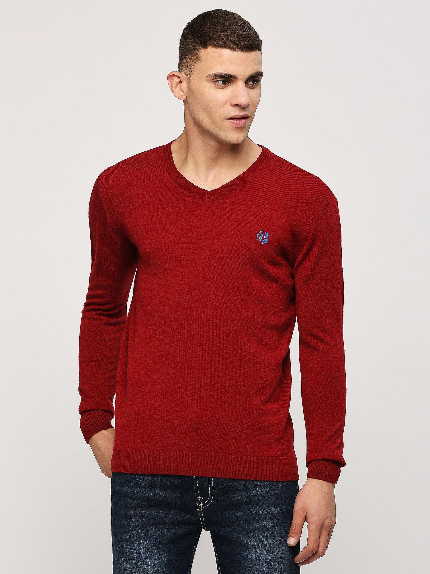 red lightweight long sleeve sweater