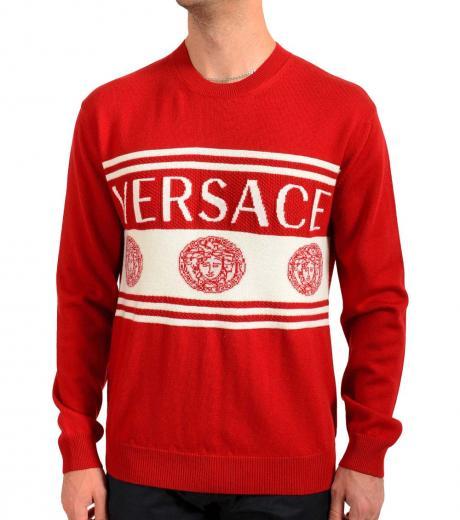 red logo embroidered sweater
