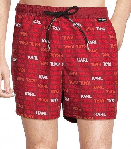 red monogram print shorts