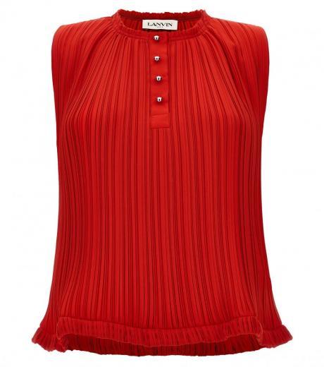 red pleated top