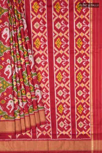 red pochampally silk saree