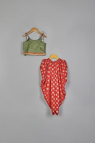 red-polyester-printed-dhoti-set-for-girls