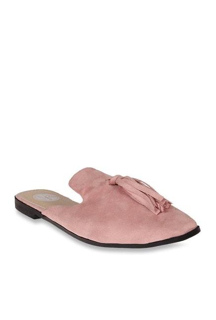 red pout pink mule shoes