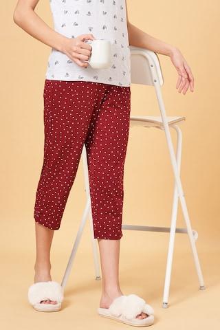 red print calf-length sleepwear women regular fit capris