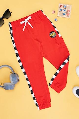 red print cotton boys regular fit joggers