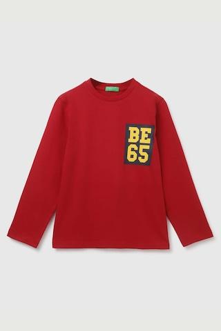 red print cotton round neck boys regular fit sweaters